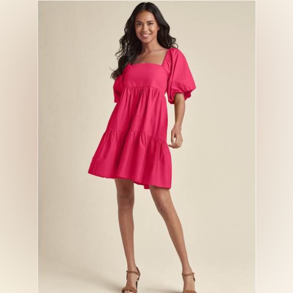 NWOT Pink Puff Sleeve Mini Dress